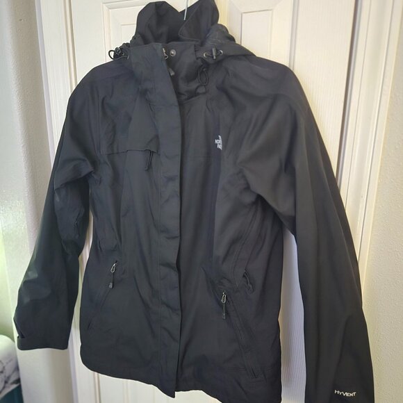 The North Face Women's Black Hooded Ski Hard Shell Lightweight Hyvent Jacket - Picture 1 of 17